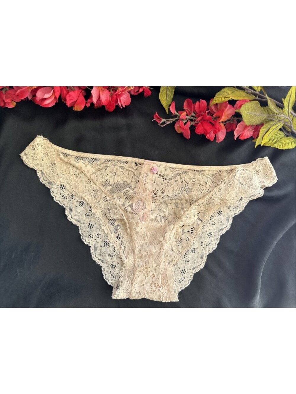 VICTORIA'S SECRET M NUDE CREAM DREAM ANGELS LACE BIKINI PANTIES SUMMER NWT